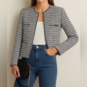 Trussardi Multicolour Tweed Jacket With Sequins Size 44 / US 8